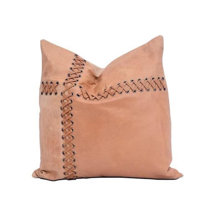 Cowhide Lace Pattern Leather Cushion Cover 45 x 45cms