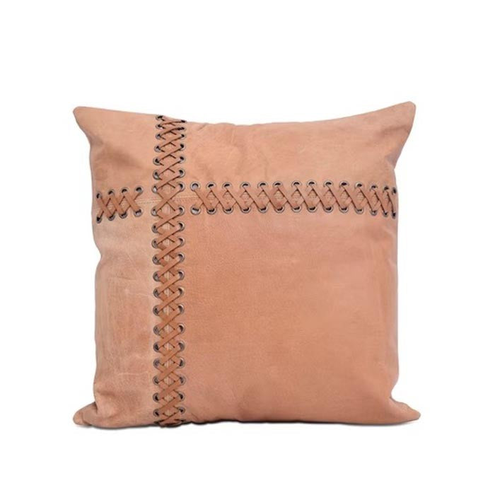 Cowhide Lace Pattern Leather Cushion Cover 45 x 45cms