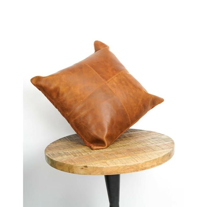 Cowhide Leather Brown Cushion Cover 45 x 45cms