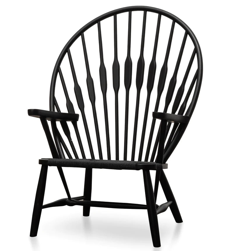 Cozy Bliss Wooden Lounge Armchair - Black