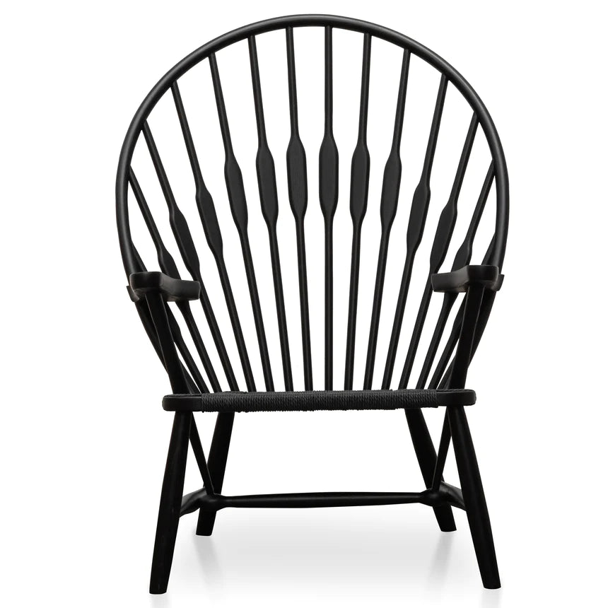 Cozy Bliss Wooden Lounge Armchair - Black