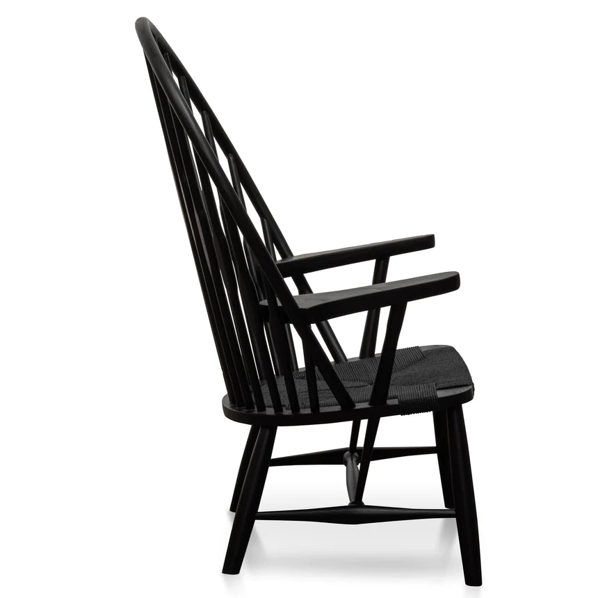 Cozy Bliss Wooden Lounge Armchair - Black