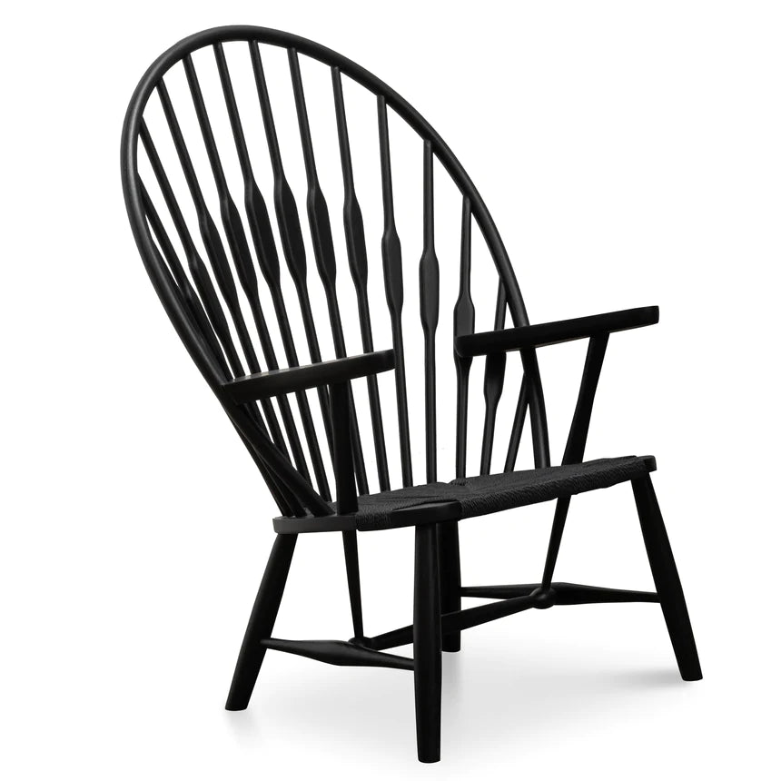 Cozy Bliss Wooden Lounge Armchair - Black