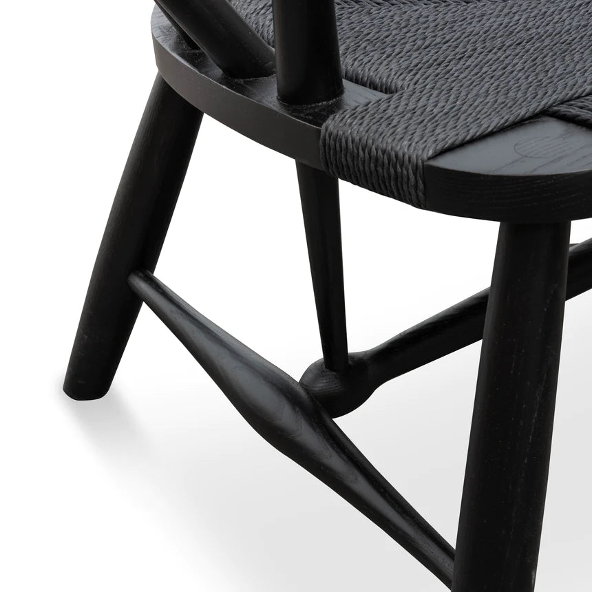 Cozy Bliss Wooden Lounge Armchair - Black