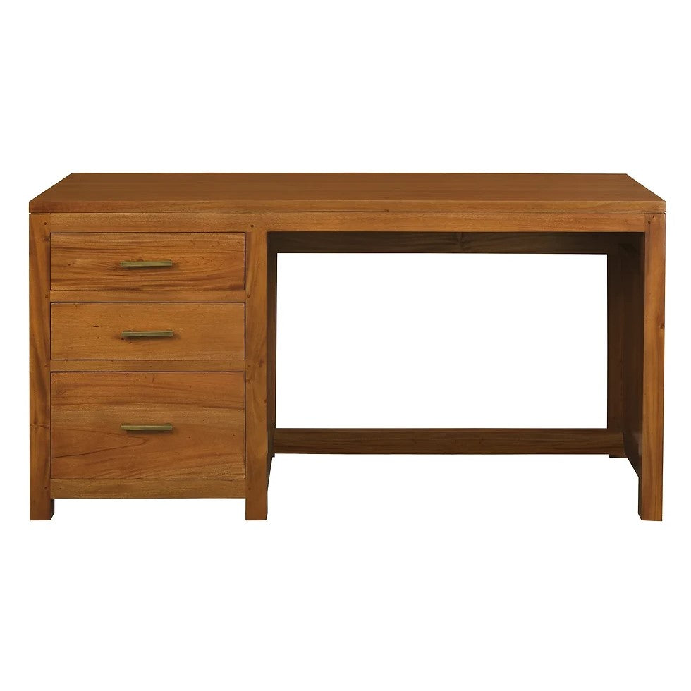 Crafted Wooden 3 Drawer Desk - Brown