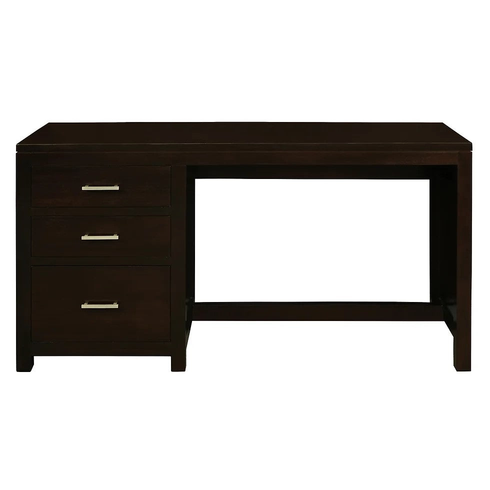 Crafted Wooden 3 Drawer Desk - Dark Brown