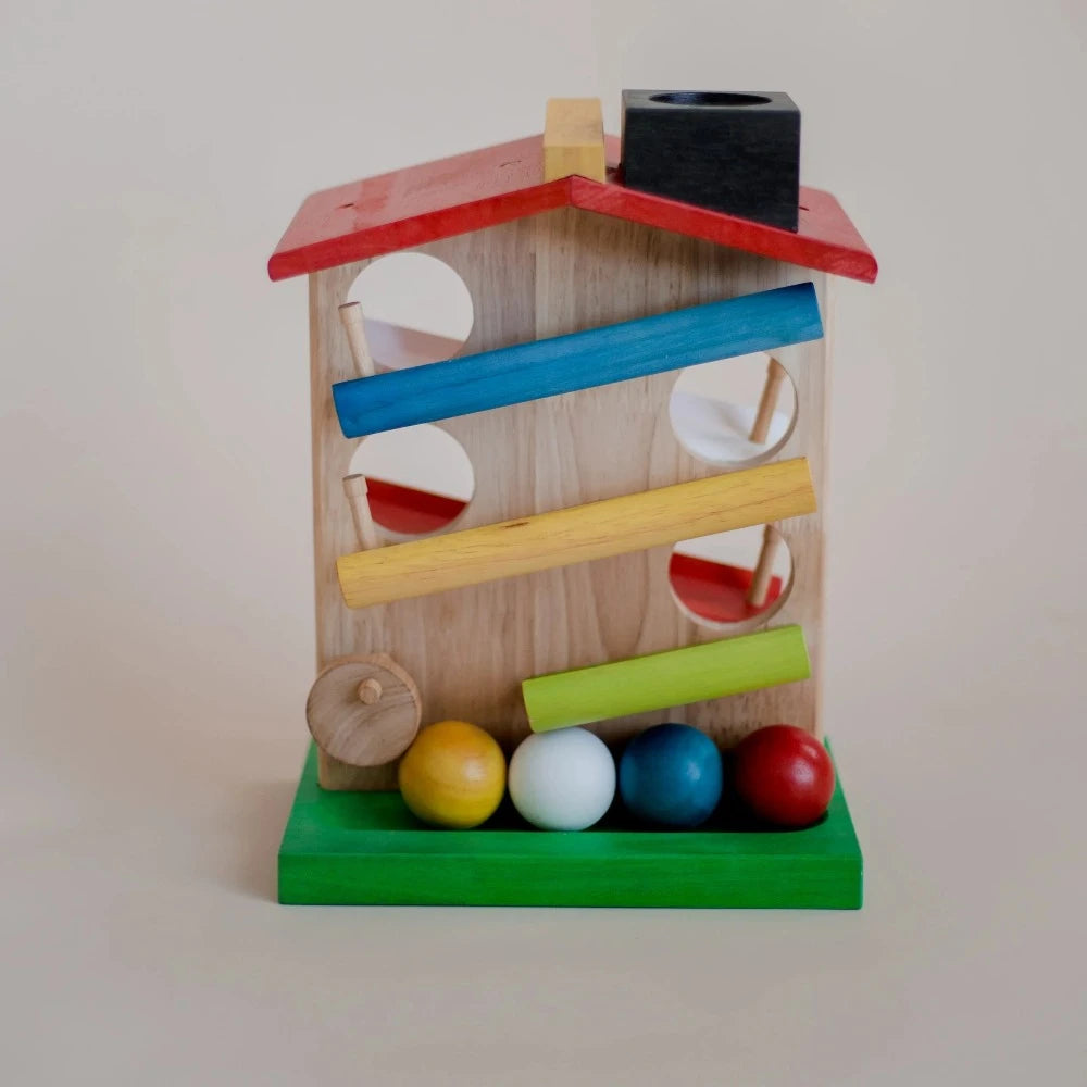 Crafted Wooden Ball Rolling House