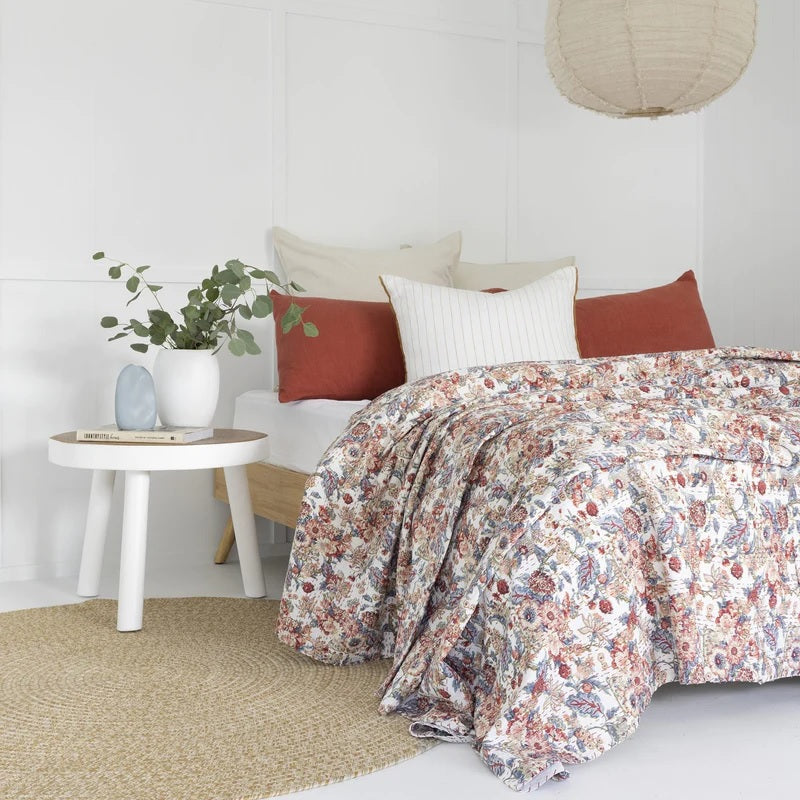 Cranberry Bloom Inspired Cotton Bedspread