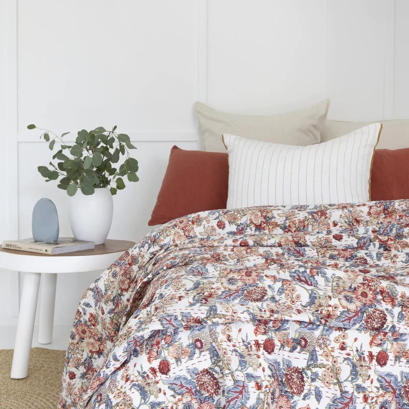 Cranberry Bloom Inspired Cotton Bedspread