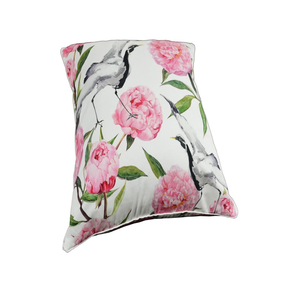 Crane Blossom Birds Cushion With Recycled Fill 45 X 45cms