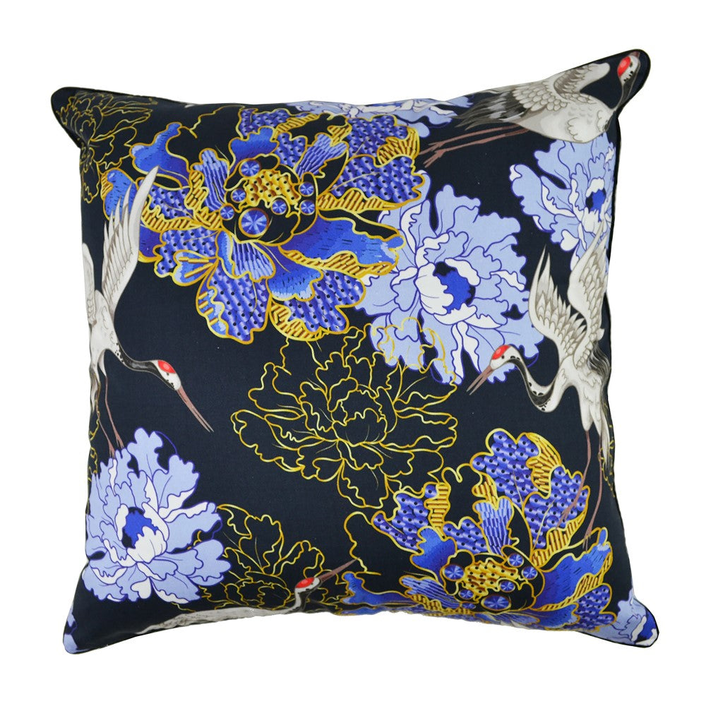 Crane Blossom Cushion With Recycled Fill 45 X 45cms