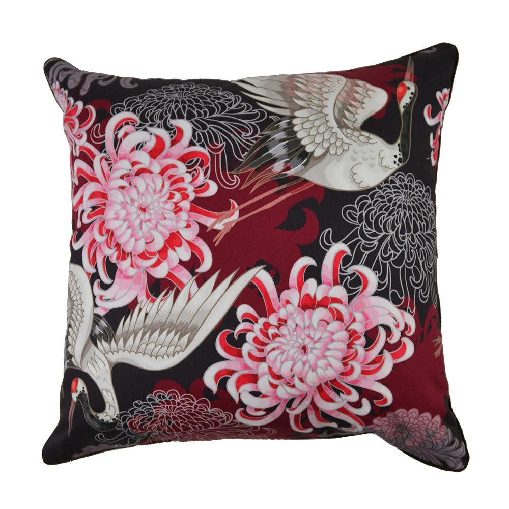 Crane Floral Cushion With Recycled Fill 45 X 45cms