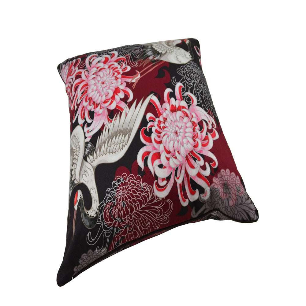 Crane Floral Cushion With Recycled Fill 45 X 45cms