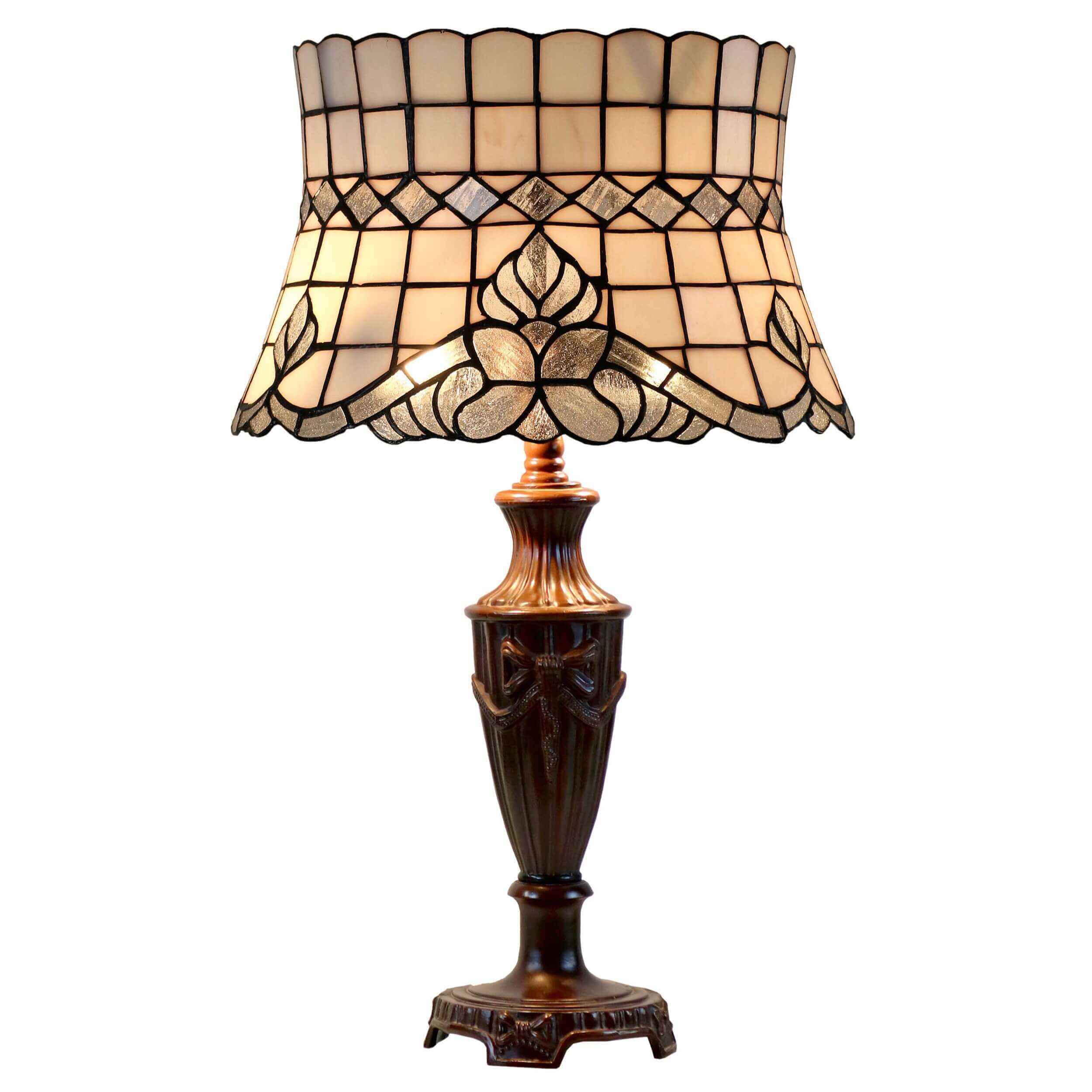 Creamy Concave Tiffany Stained Glass Table Lamp