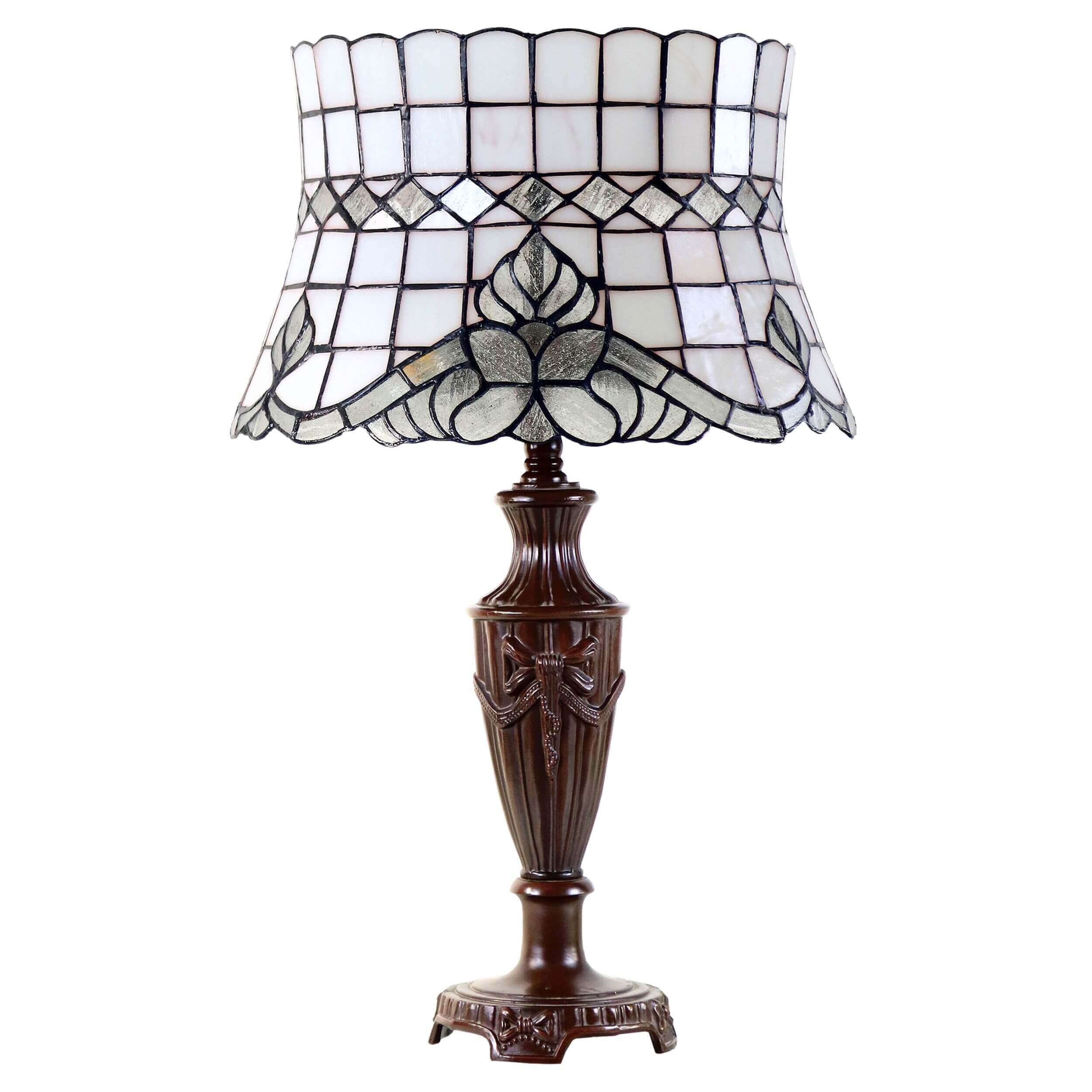 Creamy Concave Tiffany Stained Glass Table Lamp