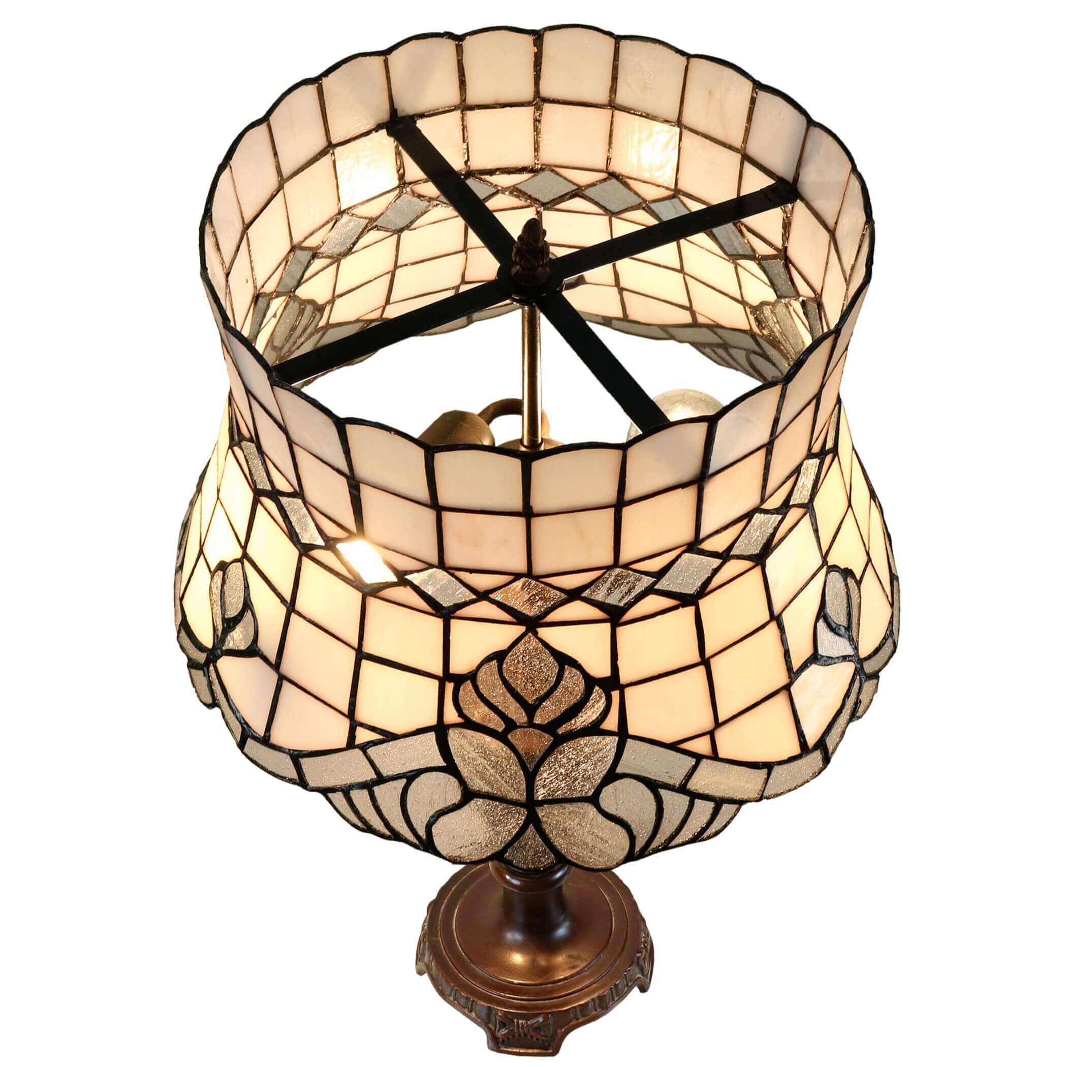 Creamy Concave Tiffany Stained Glass Table Lamp