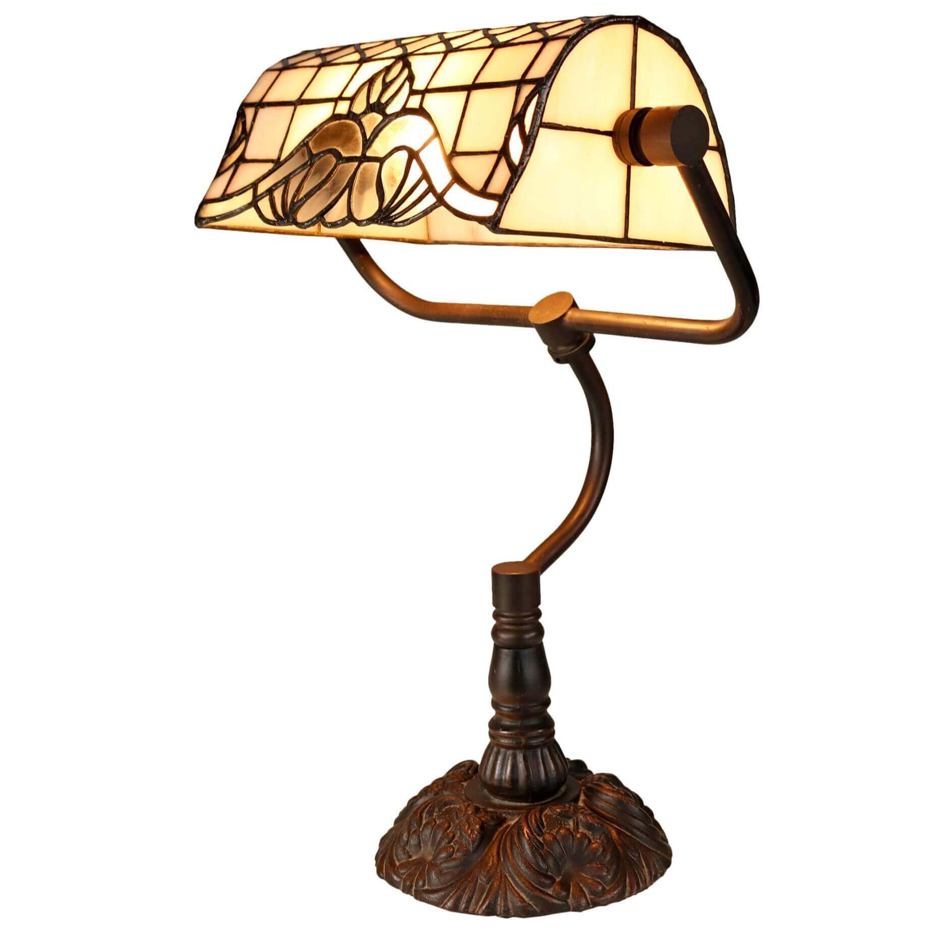 Creamy Tiffany Stained Glass Half Cylindrical Shade Table Lamp