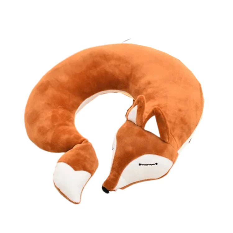 Creative Animal Cotton U-shaped Neck Pillow - Brown- 30x30x8cms