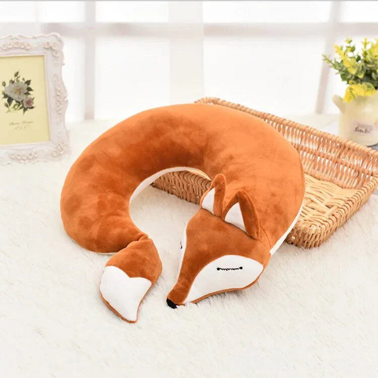 Creative Animal Cotton U-shaped Neck Pillow - Brown- 30x30x8cms