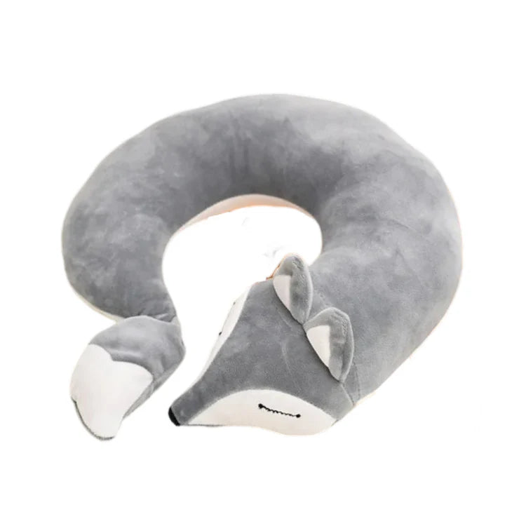 Creative Animal Cotton U-shaped Neck Pillow - Grey - 30x30x8cms