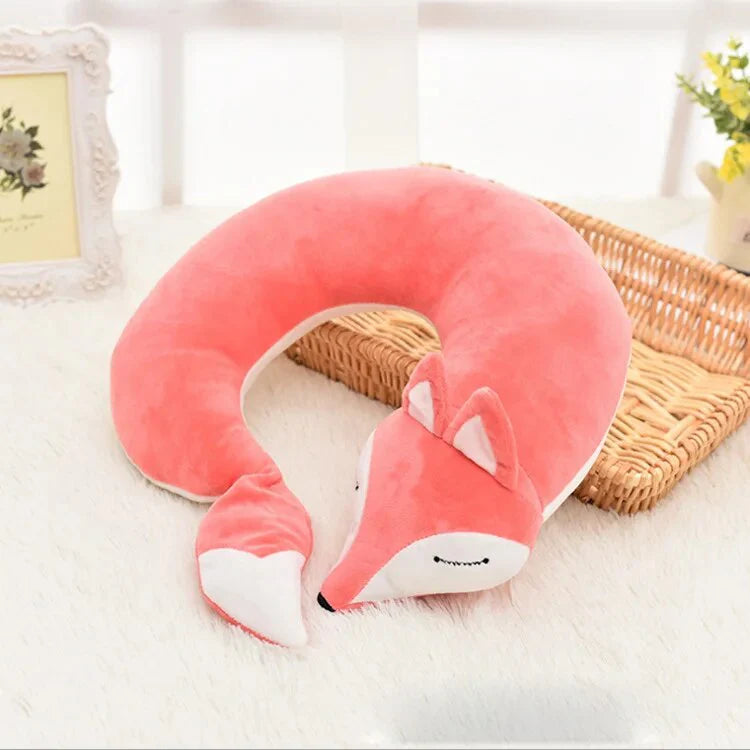 Creative Animal Cotton U-shaped Neck Pillow - Pink - 30x30x8cms