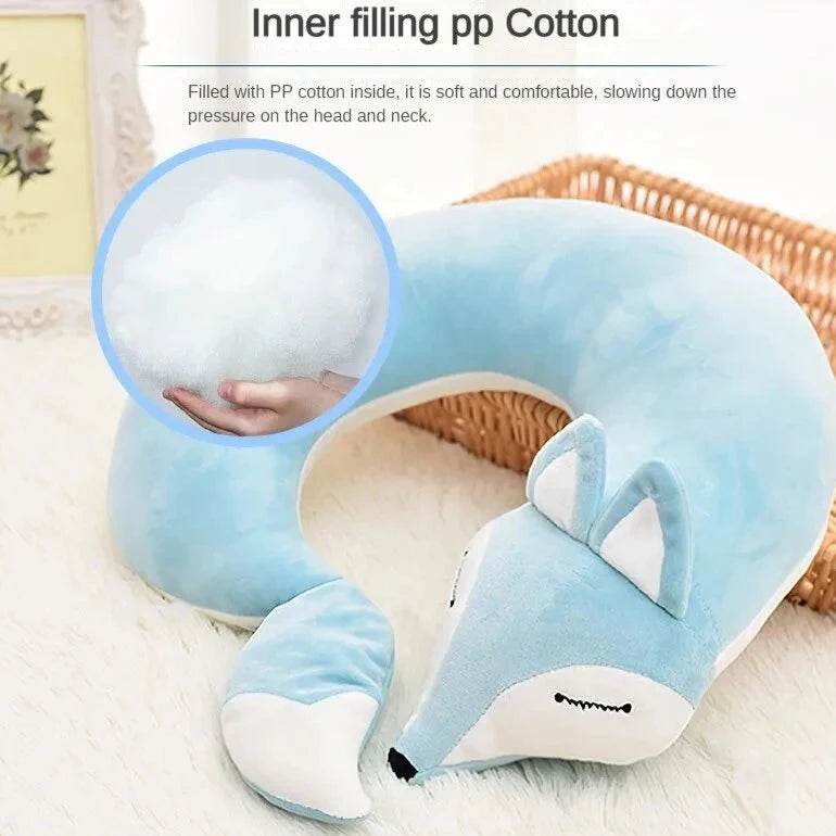 Creative Animal Cotton U-shaped Neck Pillow - Grey - 30x30x8cms