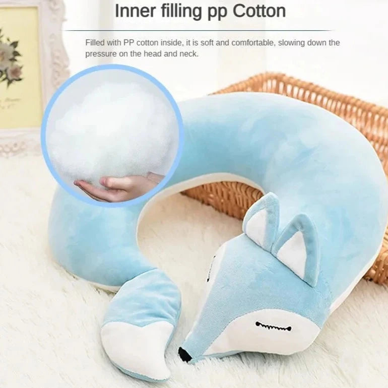 Creative Animal Cotton U-shaped Neck Pillow - Brown- 30x30x8cms