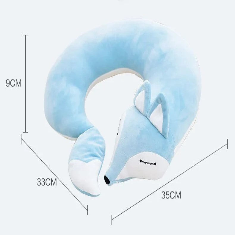 Creative Animal Cotton U-shaped Neck Pillow - Grey - 30x30x8cms