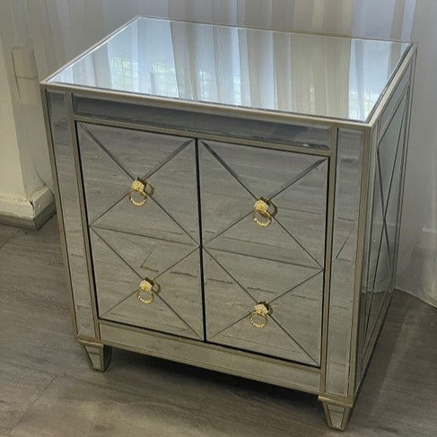 Criss Cross Mirrored Bedside Table