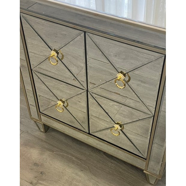 Criss Cross Mirrored Bedside Table