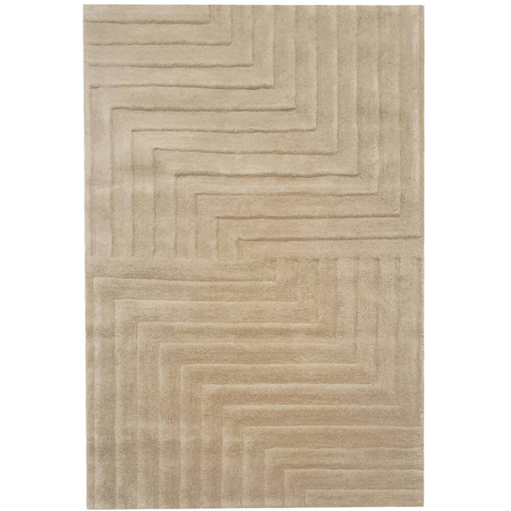 Crisscross Handmade Woolen Rug - Tan (Available in 3 Sizes)