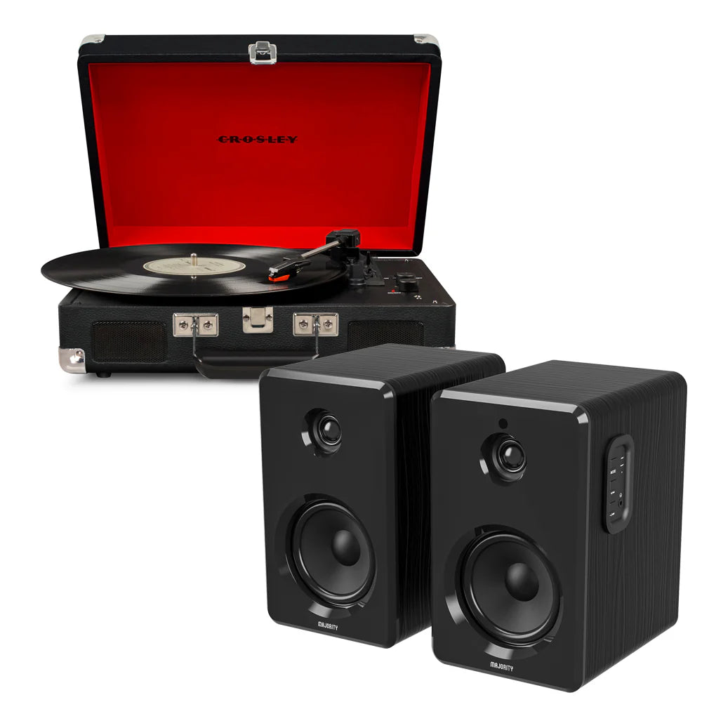 Crosley Cruiser Turntable + D40 Bluetooth Speakers (Available in 3 Colors)