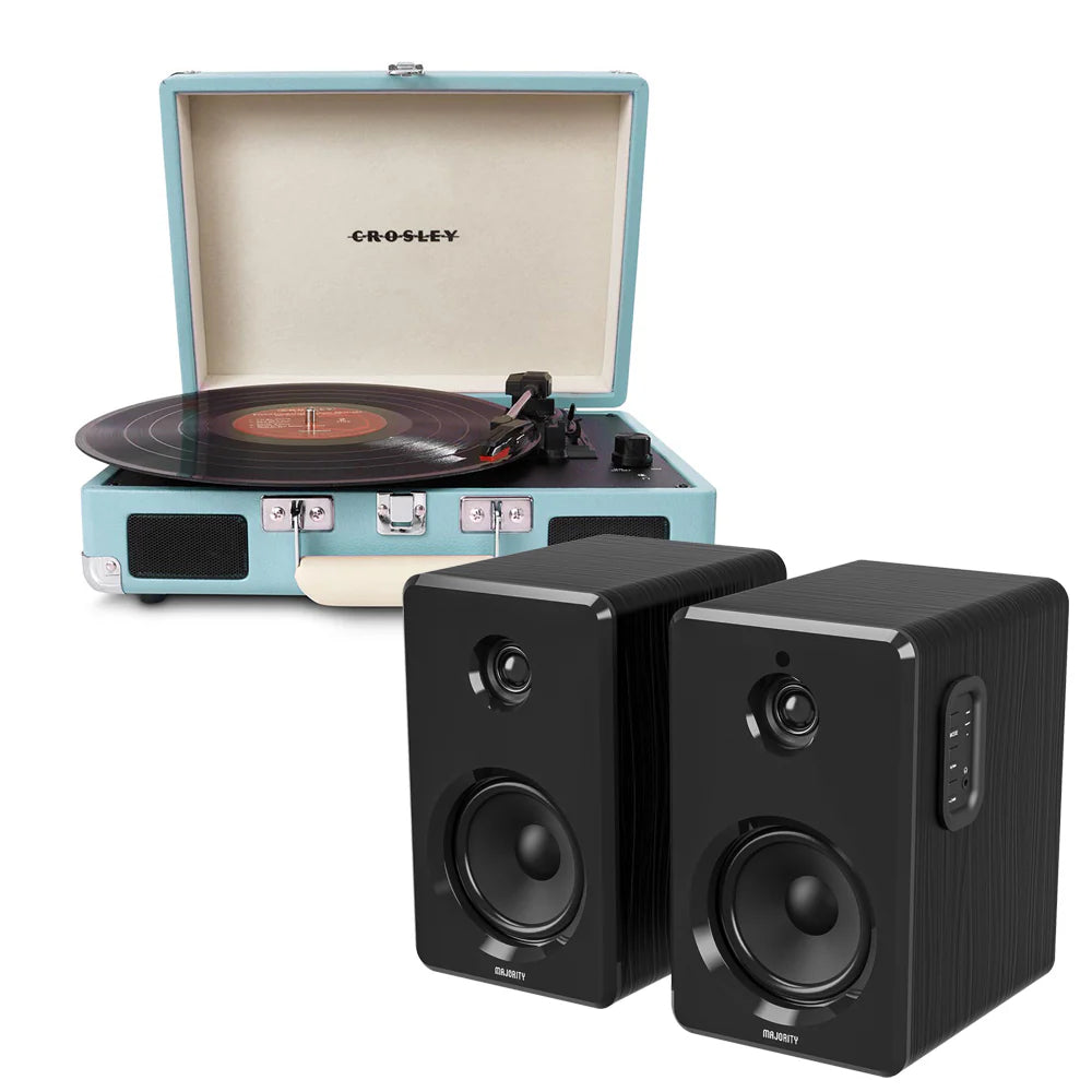 Crosley Cruiser Turntable + D40 Bluetooth Speakers (Available in 3 Colors)