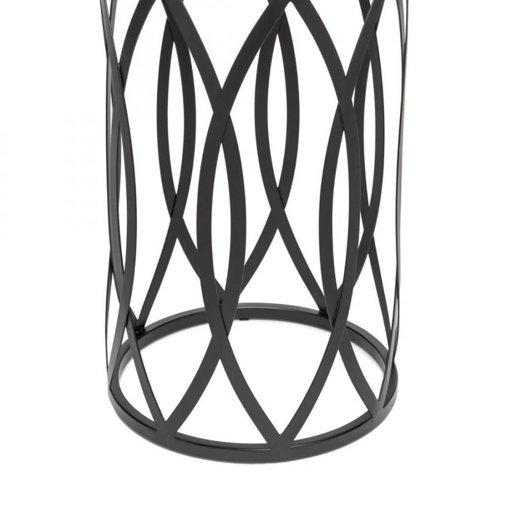 Cross Design Round Iron Black Gold Side Table