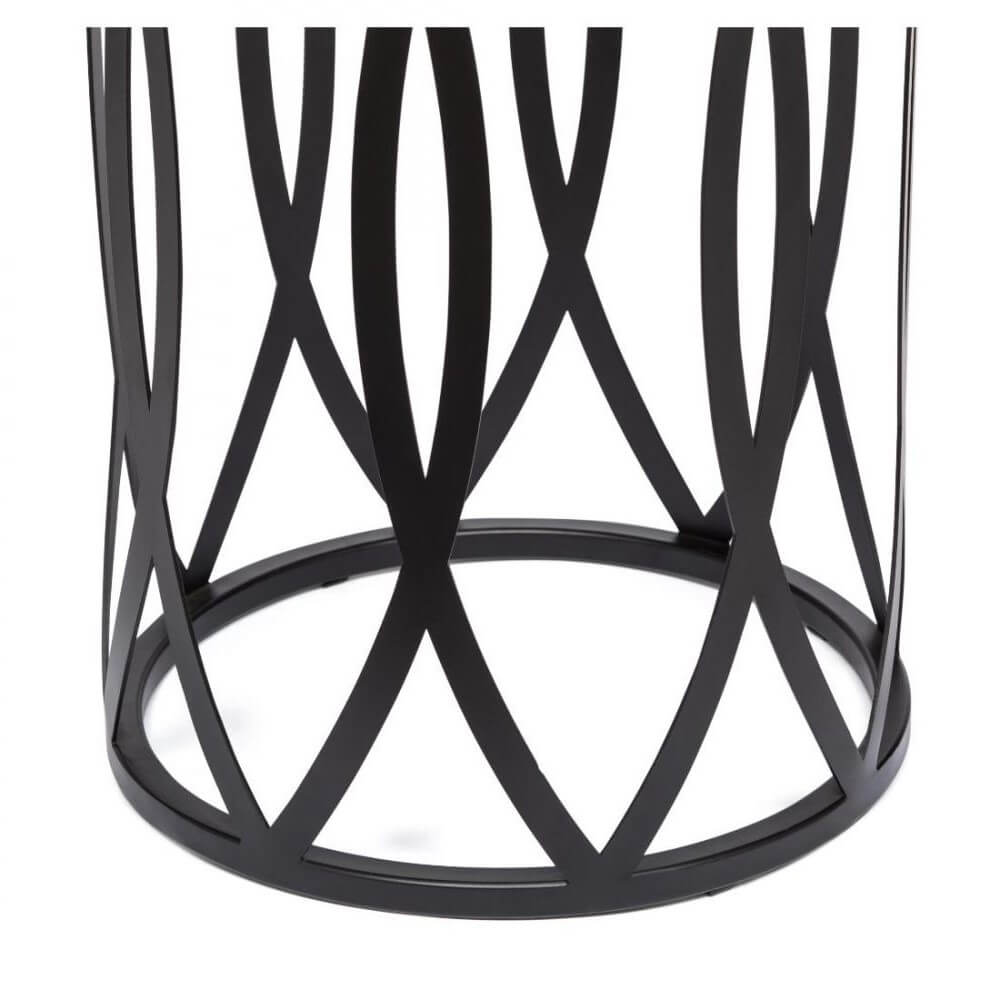 Cross Design Round Iron Copper Black Side Table