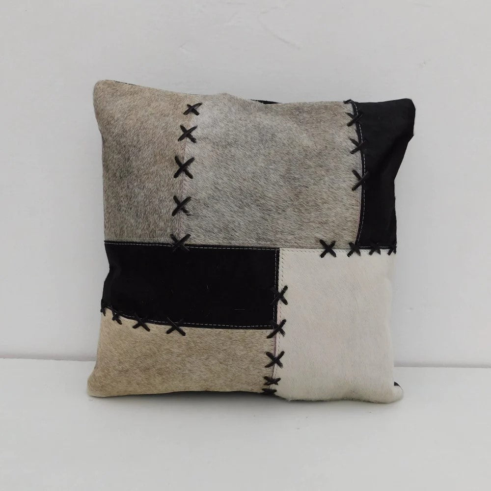 Cross Lace Patterned Cowhide Cushion Cover 40 x 40cms