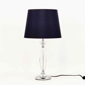 Crystal Glass Base Table Lamp in Black Shade