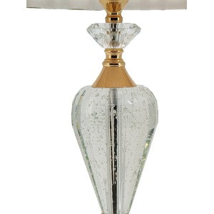 Crystal Glass Base Table Lamp in Black Shade