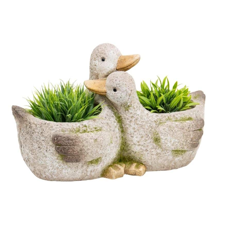 Cuddling Ducks Planter w/ Hole & Plug - 24.5cms