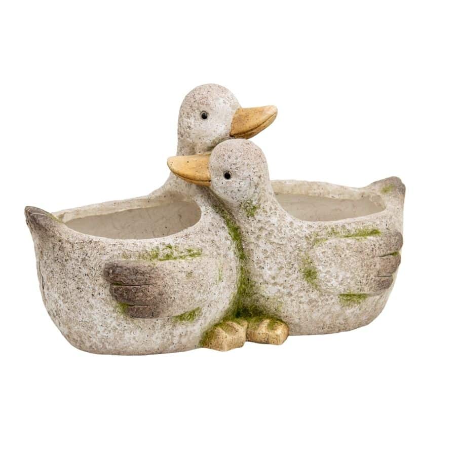 Cuddling Ducks Planter w/ Hole & Plug - 24.5cms