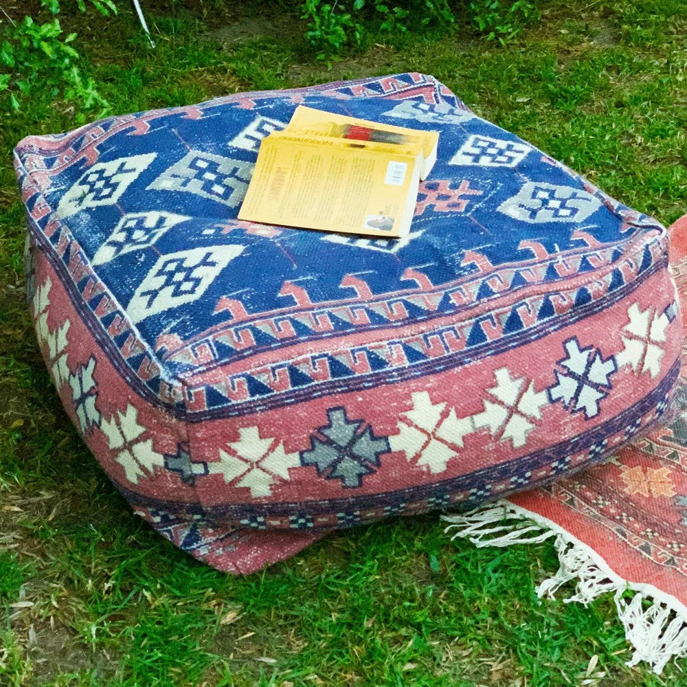 Cultural Iconography Chic Ottoman Cover - Blue