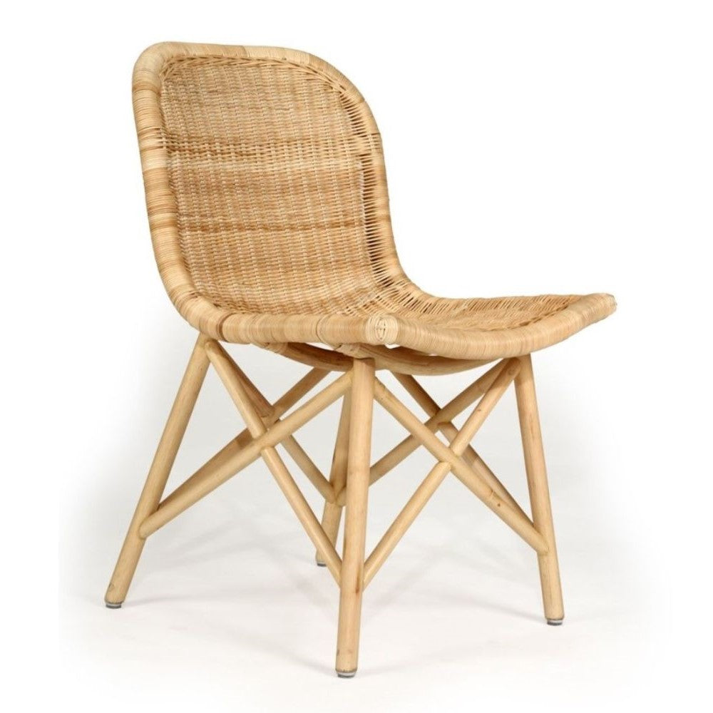 Curved Seat Natural Finish Rattan Dining Chair