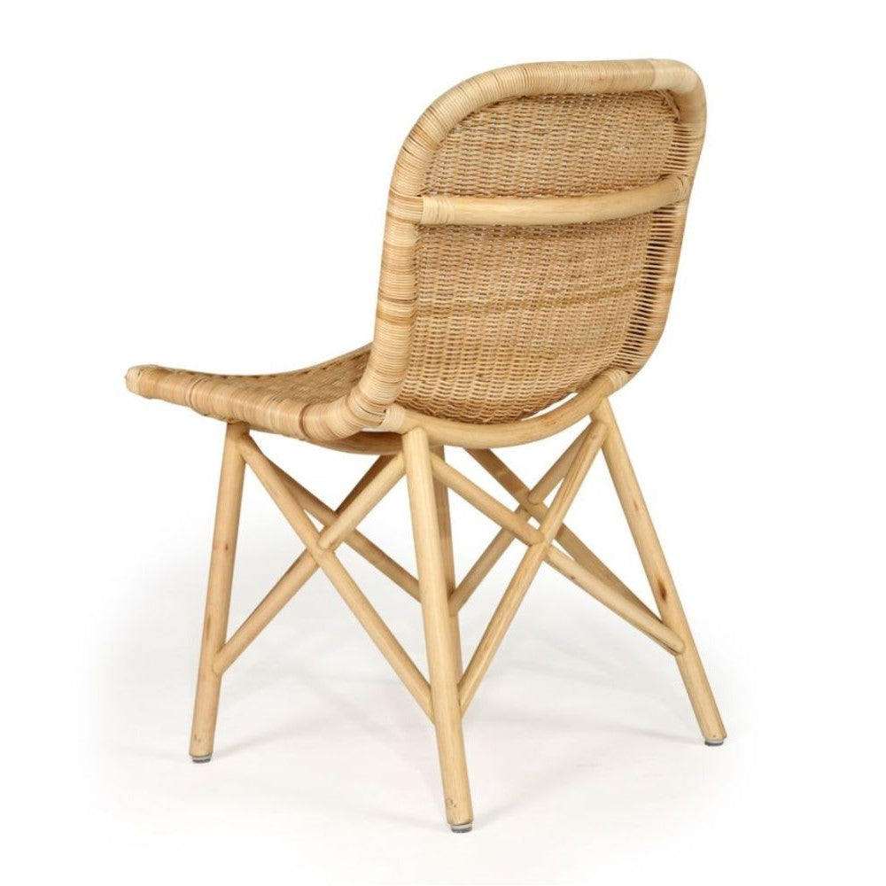 Curved Seat Natural Finish Rattan Dining Chair