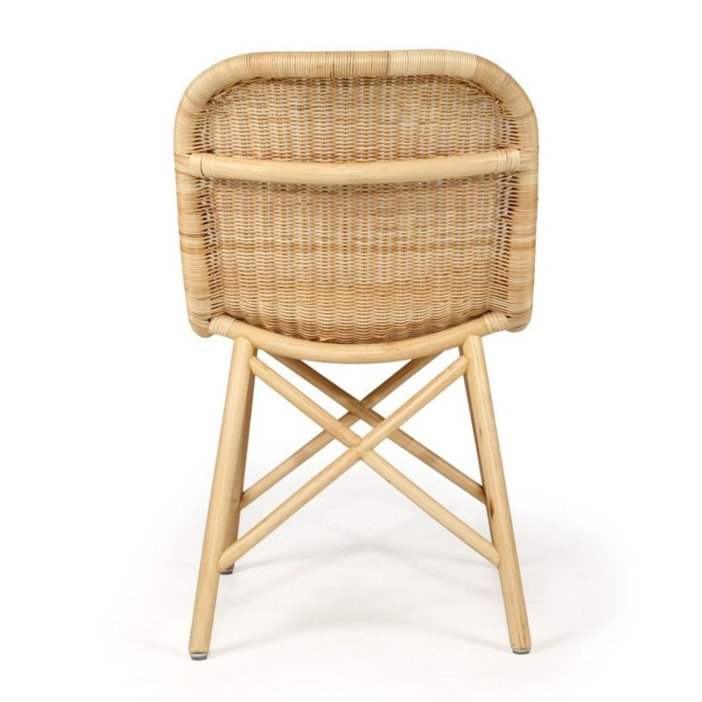 Curved Seat Natural Finish Rattan Dining Chair