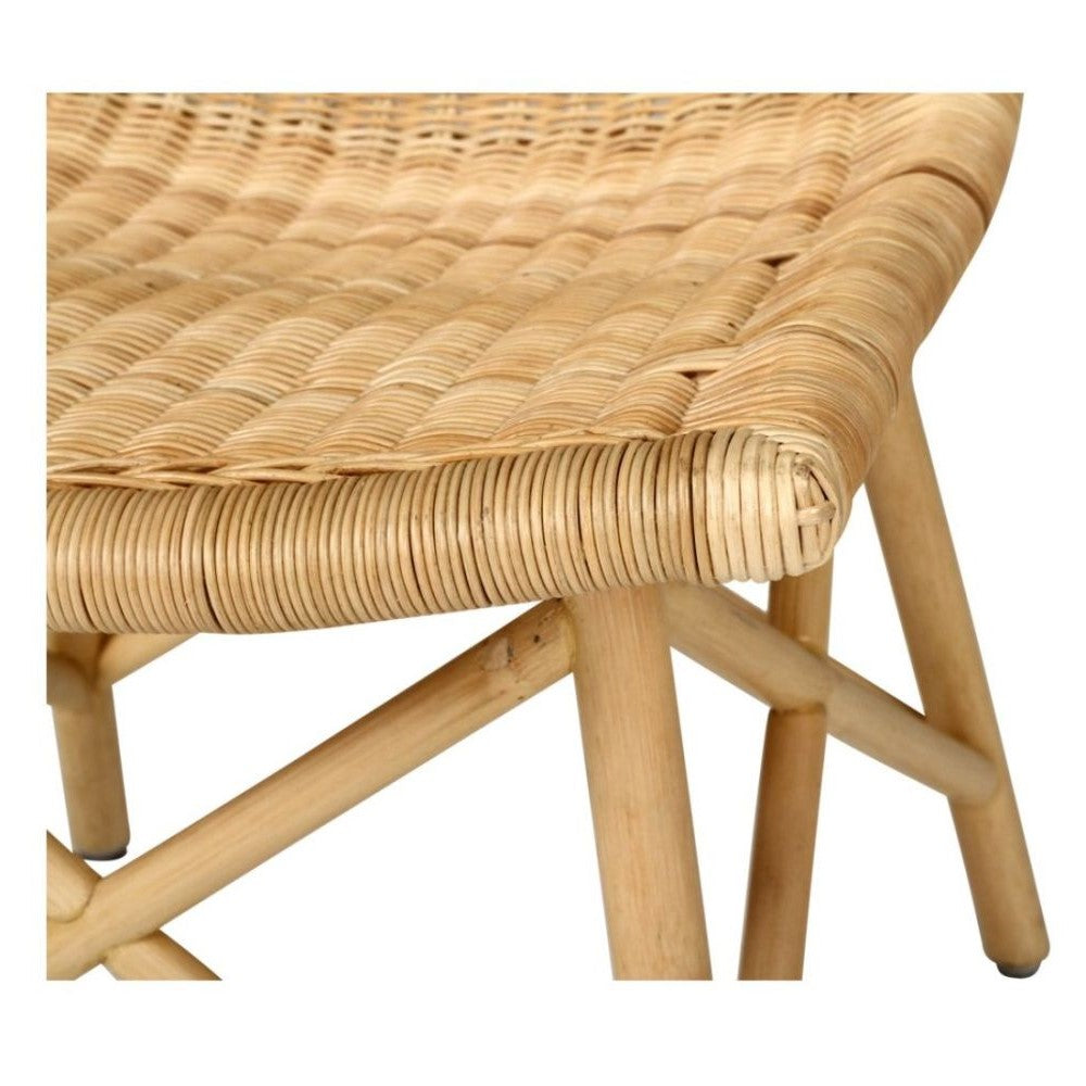 Curved Seat Natural Finish Rattan Dining Chair