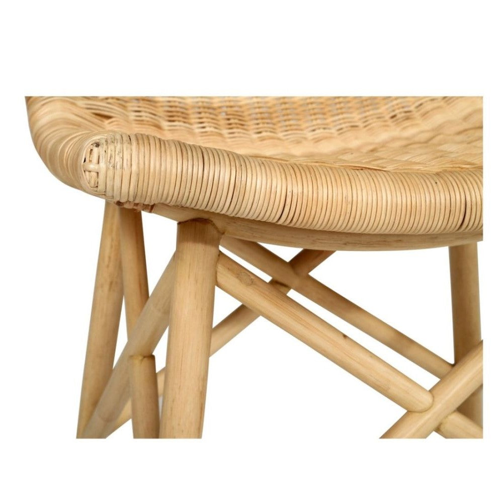 Curved Seat Natural Finish Rattan Dining Chair