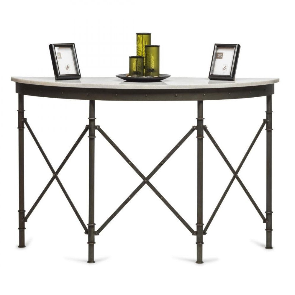 Curve Shaped Antique Grey Marble Top Console Table