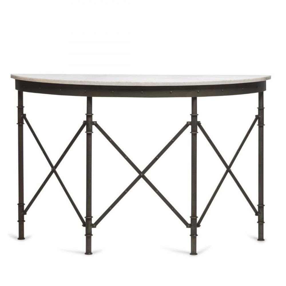 Curve Shaped Antique Grey Marble Top Console Table