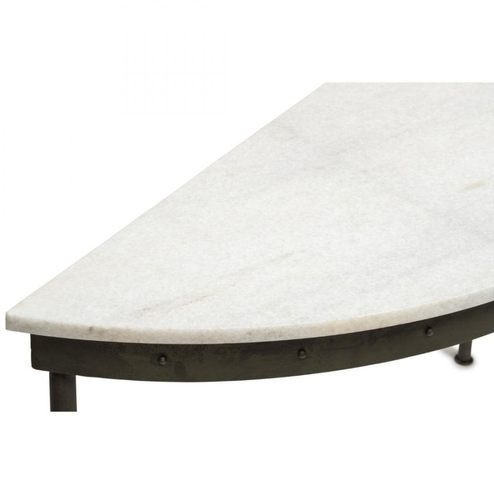 Curve Shaped Antique Grey Marble Top Console Table