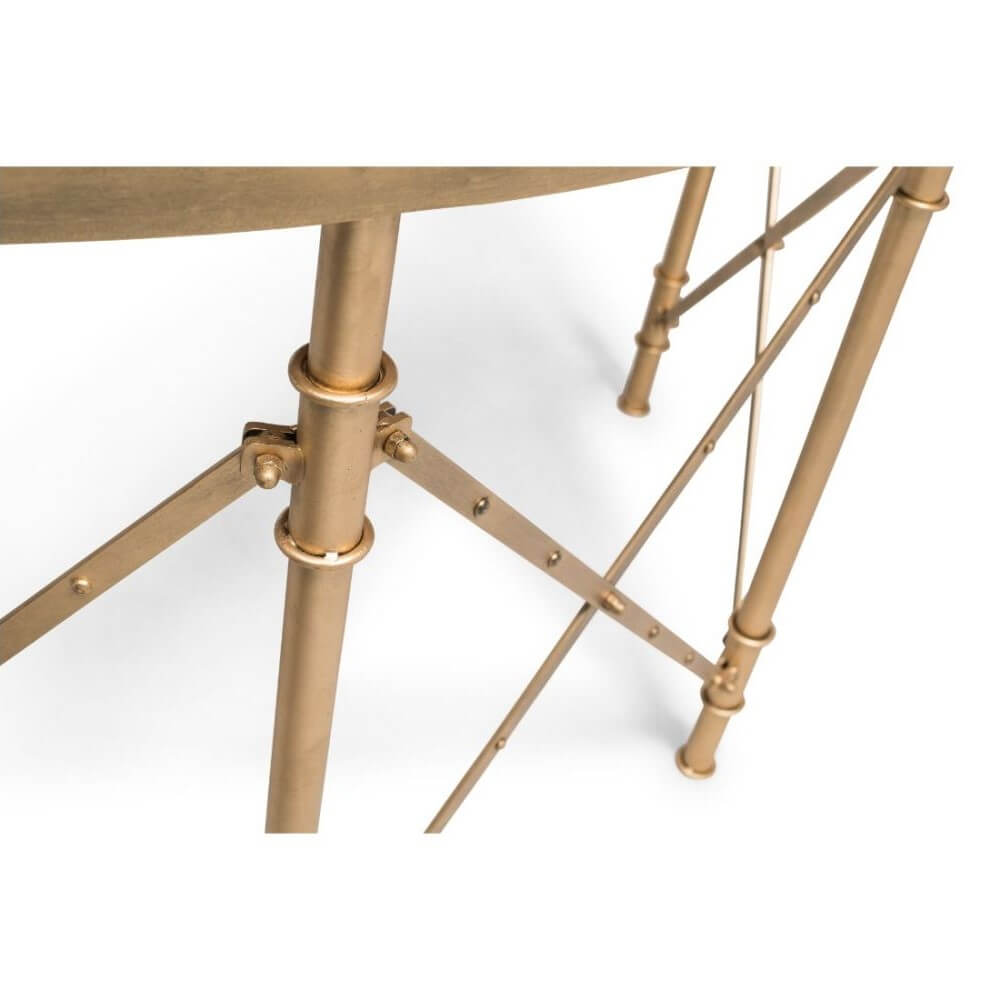 Curve Shaped French Brass Cross Legs Console Table